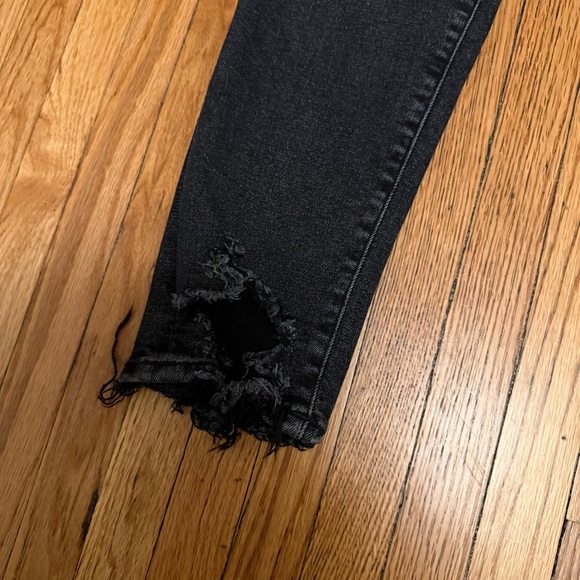 Agolde Sophie High Rise Crop Jeans Black Distressed Hem 31 - Picture 6 of 8